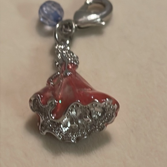 1.5” silver tone pink enamel princess charm pendant with jump hoop - Picture 2 of 11